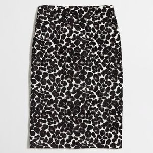 J.Crew Black Leopard Jacquard Pencil Skirt Size 0